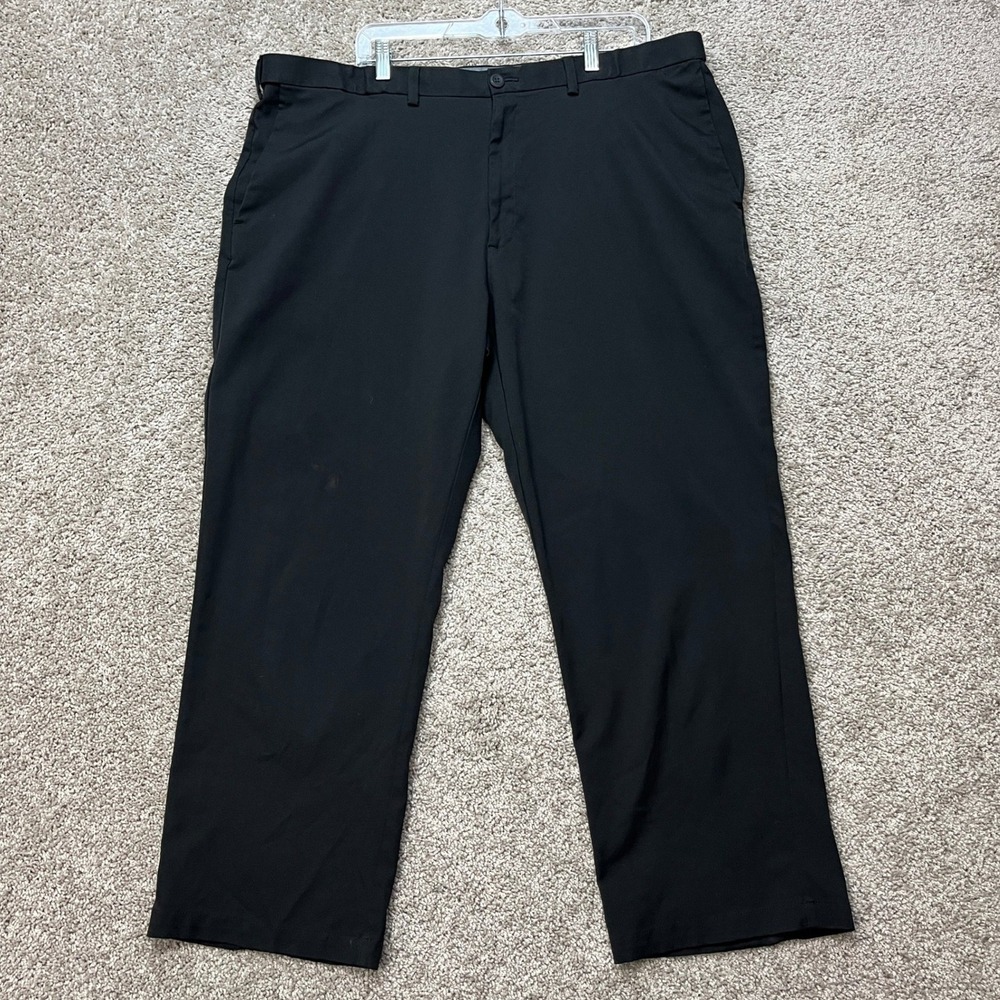 Haggar Dress Pants Mens 42x29 Black Cool Right Performance Flat Front Classic